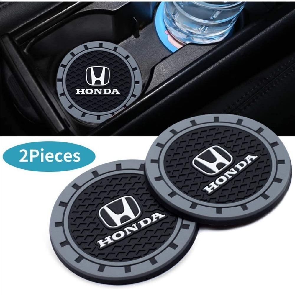 Honda car cup Coasters in black and gray. Set of 2 NWT